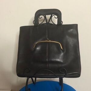 Vintage Coach Brown Leather Watermelon Tote Satchel By Bonnie Cashin Pre-Creed